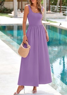 Foto 5 | Foto 5 | Vestido Largo Prettygarden Para Mujer, Cuello Redondo, Sin Mangas, Morado - Venta Internacional.