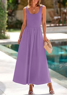 Foto 7 | Foto 7 | Vestido Largo Prettygarden Para Mujer, Cuello Redondo, Sin Mangas, Morado - Venta Internacional.