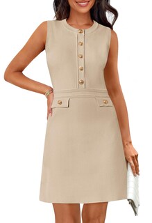 Foto 1 | Foto 1 | Vestido Merokeety Para Mujer, Formal, De Trabajo, Sin Mangas, Tamaño Mini Avena - Venta Internacional.