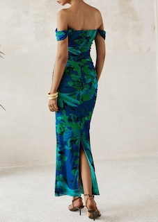Foto 2 | Foto 2 | Vestido Largo Prettygarden Para Mujer, Ajustado Fruncido, Verde Y Floral - Venta Internacional.