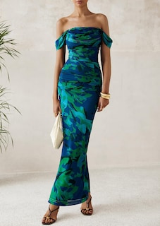 Foto 3 | Foto 3 | Vestido Largo Prettygarden Para Mujer, Ajustado Fruncido, Verde Y Floral - Venta Internacional.
