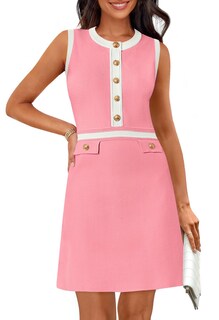 Foto 1 | Foto 1 | Vestido Merokeety Para Mujer, Formal, De Trabajo, Mini, Sin Mangas, Rosa - Venta Internacional.