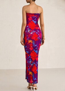 Foto 2 | Foto 2 | Vestido Largo Prettygarden Para Mujer, Ajustado Sin Tirantes, Rojo Marino - Venta Internacional.