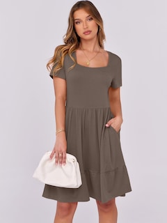 Foto 2 | Foto 2 | Vestido Anrabess Casual De Verano De Manga Corta Con Cuello Cuadrado Para Mujer - Venta Internacional.