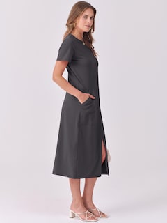 Foto 4 | Foto 4 | Vestido Midi Anrabess 2025, Casual De Verano, Cuello Redondo, Gris Oscuro - Venta Internacional.