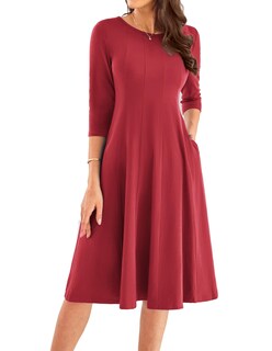 Foto 1 | Foto 1 | Vestido Grace Karin Fit And Flare Con Mangas 3/4, Color Rojo Vino Para Mujer - Venta Internacional.