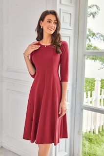 Foto 2 | Foto 2 | Vestido Grace Karin Fit And Flare Con Mangas 3/4, Color Rojo Vino Para Mujer - Venta Internacional.