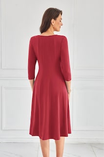 Foto 4 | Foto 4 | Vestido Grace Karin Fit And Flare Con Mangas 3/4, Color Rojo Vino Para Mujer - Venta Internacional.