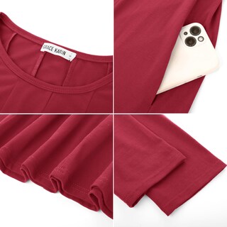 Foto 5 | Foto 5 | Vestido Grace Karin Fit And Flare Con Mangas 3/4, Color Rojo Vino Para Mujer - Venta Internacional.