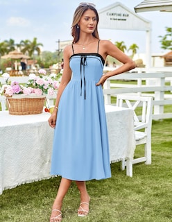 Foto 6 | Foto 6 | Vestido Grace Karin Azul Fluido En Forma De A Con Tirantes Finos - Venta Internacional.