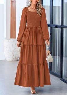 Foto 3 | Foto 3 | Vestido Largo Prettygarden Para Mujer, Color Marrón Primaveral - Venta Internacional.