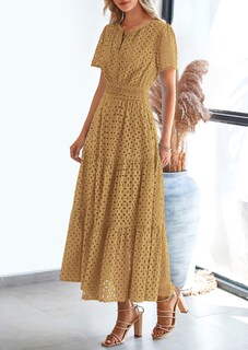 Foto 3 | Foto 3 | Vestido Largo Prettygarden 2025 De Verano Con Cuello En V Y Ojales Para Mujer - Venta Internacional.