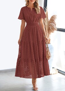 Foto 2 | Foto 2 | Vestido Largo Prettygarden 2025 Para Mujer Con Cuello En V Y Manga Corta - Venta Internacional.