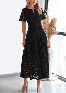 Foto 4 | Foto 4 | Vestido Largo Prettygarden 2025, Verano, Cuello En V, Ojales, Negro, Xxl - Venta Internacional.
