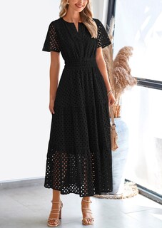 Foto 7 | Foto 7 | Vestido Largo Prettygarden 2025, Verano, Cuello En V, Ojales, Negro, Xxl - Venta Internacional.