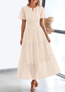 Foto 5 | Foto 5 | Vestido Largo Prettygarden 2025 De Verano Con Cuello En V Y Ojales Para Mujer - Venta Internacional.