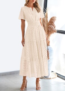 Foto 7 | Foto 7 | Vestido Largo Prettygarden 2025 De Verano Con Cuello En V Y Ojales Para Mujer - Venta Internacional.