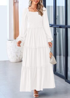 Foto 4 | Foto 4 | Vestido Largo Prettygarden Para Mujer, Estampado Primaveral, Blanco - Venta Internacional.