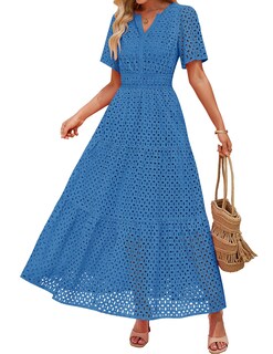 Foto 1 | Foto 1 | Vestido Largo Zesica 2025 De Verano Con Manga Corta Y Cuello En V Para Mujer - Venta Internacional.