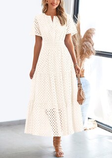 Foto 5 | Foto 5 | Vestido Largo Prettygarden 2025 Con Ojales Para Verano, Cuello En V, Blanco, Xs - Venta Internacional.