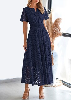 Foto 7 | Foto 7 | Vestido Largo Prettygarden Para Mujer, Verano 2025, Cuello En V, Ojales, Azul Marino - Venta Internacional.
