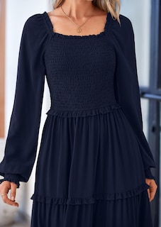 Foto 6 | Foto 6 | Vestido Largo Prettygarden Para Mujer, Estampado Primaveral, Azul Marino - Venta Internacional.