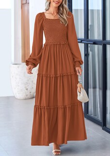 Foto 4 | Foto 4 | Vestido Largo Prettygarden Para Mujer, Color Marrón Primaveral, Talla Xl - Venta Internacional.