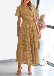 Foto 4 | Foto 4 | Vestido Largo Prettygarden Para Mujer 2025 Con Cuello En V Y Manga Corta - Venta Internacional.