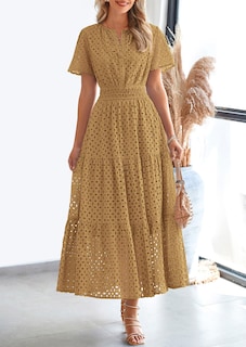 Foto 2 | Foto 2 | Vestido Largo Prettygarden 2025 De Verano Con Cuello En V Y Ojales Para Mujer - Venta Internacional.