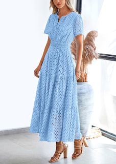Foto 3 | Foto 3 | Vestido Largo Prettygarden Para Mujer, Verano 2025, Cuello En V Y Ojales, Azul - Venta Internacional.