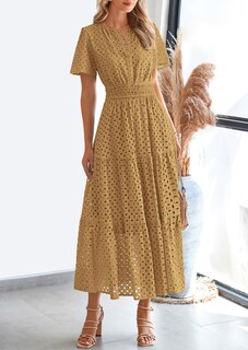 Foto 7 | Foto 7 | Vestido Largo Prettygarden 2025 De Verano Con Cuello En V Y Ojales Para Mujer - Venta Internacional.