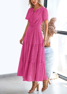 Foto 3 | Foto 3 | Vestido Largo Prettygarden 2025 Para Mujer Con Cuello En V Y Manga Corta - Venta Internacional.