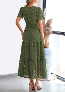 Foto 2 | Foto 2 | Vestido Largo Prettygarden Para Mujer 2025 Con Cuello En V Y Ojales, Color Verde Militar - Venta Internacional.