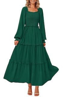 Foto 1 | Foto 1 | Vestido Largo Prettygarden Para Mujer, Estampado Primaveral, Verde Oscuro - Venta Internacional.