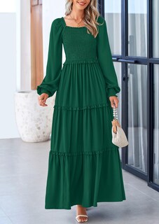 Foto 4 | Foto 4 | Vestido Largo Prettygarden Para Mujer, Estampado Primaveral, Verde Oscuro - Venta Internacional.