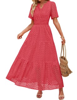 Foto 1 | Foto 1 | Vestido Largo Zesica 2025 De Verano Con Manga Corta Y Cuello En V Para Mujer - Venta Internacional.