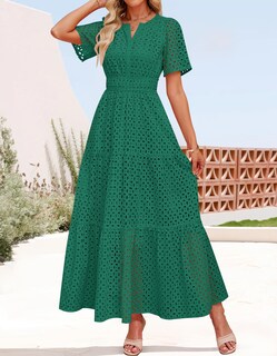 Foto 4 | Foto 4 | Vestido Largo Zesica 2025 De Verano Con Manga Corta Y Cuello En V Para Mujer - Venta Internacional.