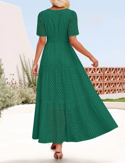 Foto 5 | Foto 5 | Vestido Largo Zesica 2025 De Verano Con Manga Corta Y Cuello En V Para Mujer - Venta Internacional.