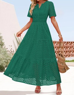 Foto 6 | Foto 6 | Vestido Largo Zesica 2025 De Verano Con Manga Corta Y Cuello En V Para Mujer - Venta Internacional.