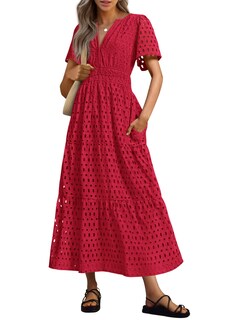 Foto 1 | Foto 1 | Vestido Largo Prettygarden 2025 Para Mujer Con Cuello En V Y Manga Corta - Venta Internacional.