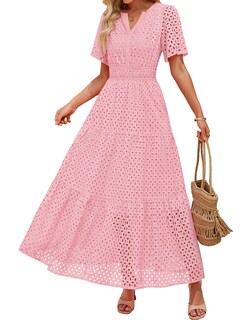 Foto 1 | Foto 1 | Vestido Largo Zesica 2025 De Verano Con Manga Corta Y Cuello En V Para Mujer - Venta Internacional.