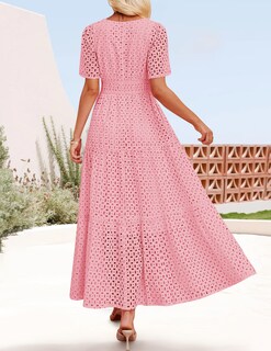 Foto 5 | Foto 5 | Vestido Largo Zesica 2025 De Verano Con Manga Corta Y Cuello En V Para Mujer - Venta Internacional.