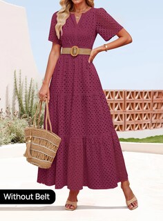 Foto 2 | Foto 2 | Vestido Largo Zesica 2025 De Verano Con Manga Corta Y Cuello En V Para Mujer - Venta Internacional.