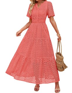 Foto 1 | Foto 1 | Vestido Largo Zesica 2025 De Verano Con Manga Corta Y Cuello En V Para Mujer - Venta Internacional.