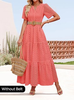 Foto 2 | Foto 2 | Vestido Largo Zesica 2025 De Verano Con Manga Corta Y Cuello En V Para Mujer - Venta Internacional.