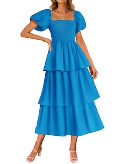 Foto 1 | Foto 1 | Vestido Zesica Para Mujer 2025, Estilo Bohemio, Midi, Azul, Talla Xl - Venta Internacional.