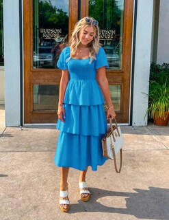 Foto 5 | Foto 5 | Vestido Zesica Para Mujer 2025, Estilo Bohemio, Midi, Azul, Talla Xl - Venta Internacional.