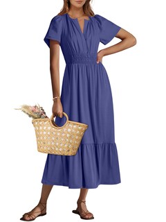 Foto 1 | Foto 1 | Vestido Largo Anrabess 2025 Para Mujer, Manga Corta, De Verano, Azul Marino - Venta Internacional.