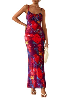 Foto 1 | Foto 1 | Vestido Largo Prettygarden Para Mujer, Ajustado Con Estampado Floral, Verano 2025 - Venta Internacional.