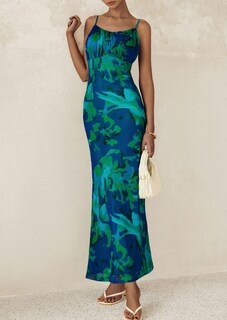 Foto 3 | Foto 3 | Vestido Largo Prettygarden Para Mujer, Ajustado Con Estampado Floral, Verde, Talla L - Venta Internacional.